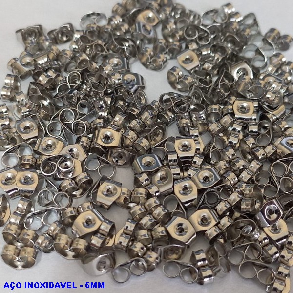 TARRAXA PARA BRINCO EM AÇO INOXIDAVEL - TAMANHO 6MM - VENDIDA POR PAR  - AÇO000904