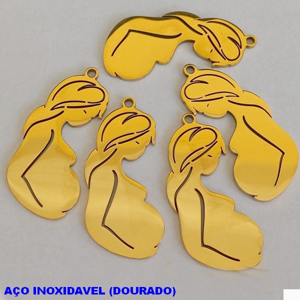 ACESSORIO EM AÇO INOXIDAVEL 316L(DOURADO(CX48)( ALTA QUALIDADE - MULHER GRAVIDA TAMANHO 3,5X2CM) COMPOSIÇÃO 100% AÇO INOXIDAVEL DOURADO- AÇO000905