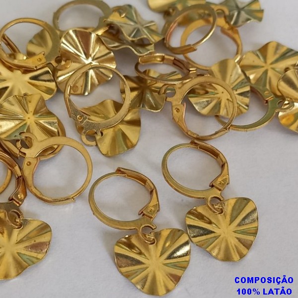 BRINCO NO BRUTO PRONTO PARA O BANHO(CX107) - COMPOSIÇÃO 100% LATÃO (E1983) PINGENTE CORAÇÃO 10MM TEXTURA MARTELADO 1,3GR BRU1836A