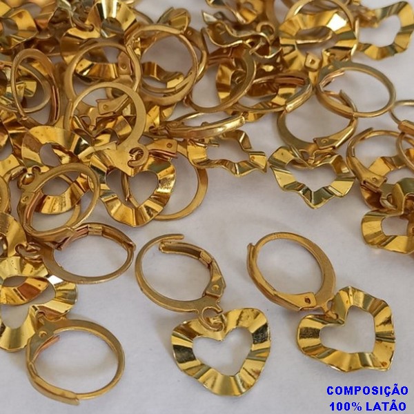 BRINCO NO BRUTO PRONTO PARA O BANHO - COMPOSIÇÃO 100% LATÃO (E1984) PINGENTE CORAÇÃO 10MM TEXTURA MARTELADO 1,3GR BRU1984A