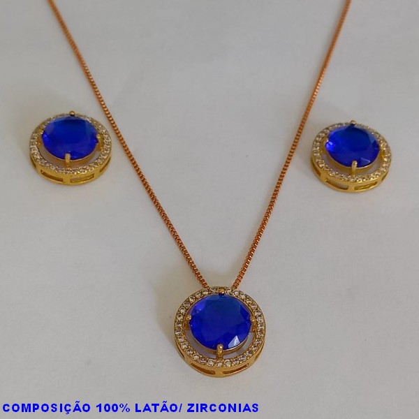 CONJUNTO NO BRUTO PRONTO PARA O BANHO COM CORRENTE VENEZIANA 45CM+EXTENSOR BRINCO E BASE EM ALTA FUSÃO CRAVEJADA E  ZIRCONIA DE 10X10MM - PESO 8.2GR - BRU6131