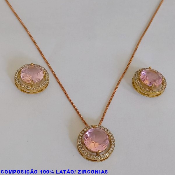 CONJUNTO NO BRUTO PRONTO PARA O BANHO COM CORRENTE VENEZIANA 45CM+EXTENSOR BRINCO E BASE EM ALTA FUSÃO CRAVEJADA E  ZIRCONIA DE 10X10MM - PESO 8.2GR - BRU4701