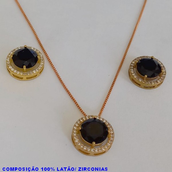 CONJUNTO NO BRUTO PRONTO PARA O BANHO COM CORRENTE VENEZIANA 45CM+EXTENSOR BRINCO E BASE EM ALTA FUSÃO CRAVEJADA E  ZIRCONIA DE 10X10MM - PESO 8.2GR - BRU4842