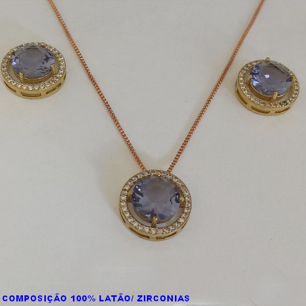 CONJUNTO NO BRUTO PRONTO PARA O BANHO COM CORRENTE VENEZIANA 45CM+EXTENSOR BRINCO E BASE EM ALTA FUSÃO CRAVEJADA E  ZIRCONIA DE 10X10MM - PESO 8.2GR - BRU0454