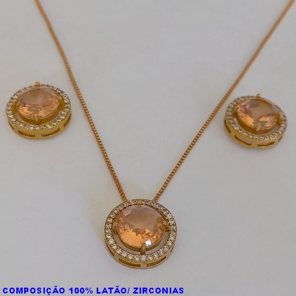 CONJUNTO NO BRUTO PRONTO PARA O BANHO COM CORRENTE VENEZIANA 45CM+EXTENSOR BRINCO E BASE EM ALTA FUSÃO CRAVEJADA E  ZIRCONIA DE 10X10MM - PESO 8.2GR - BRU1082