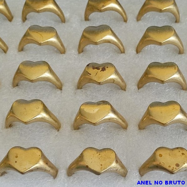 ANEL NO BRUTO PRONTO PARA O BANHO -  MODELO DE CORAÇÃO - PEÇA EM ALTA FUSÃO - PESO MEDIO 3,6GR - ANEL000163