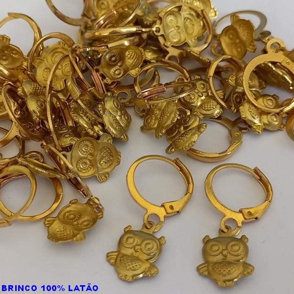 BRINCO BRUTO PARA BANHO 100% LATÃO(E2220) ARGOLINHA DE PRESÃO - PESO TOTAL 1,8GR - PINGENTE TAMANHO 12MM - BRU5646