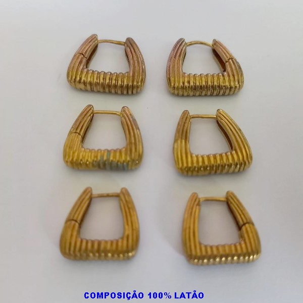 BRINCO NO BRUTO PRONTO PARA O BANHO - TRIO DE BRINCO ( TAMANHO 22/19/17MM) PESO TOTAL DO TRIO 19.3GR   - BRU1418