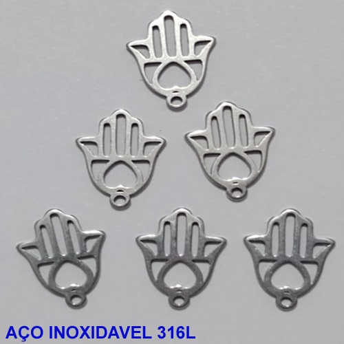 ACESSÓRIO EM AÇO INOXIDÁVEL 316L - AMULETO MÃO 11MM COMPOSIÇÃO 100% AÇO INOXIDÁVEL - AÇO000911