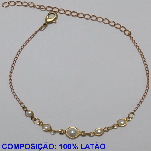 PULSEIRA NO BRUTO PRONTO PARA O BANHO(CX106)- PULSEIRA FEMININA PÉROLA CENTRAL MAIOR + QUATRO MENORES- TAMANHO 18CM + EXTENSOR - PESO 1.4GR E FECHO LAGOSTA - BRU11031A