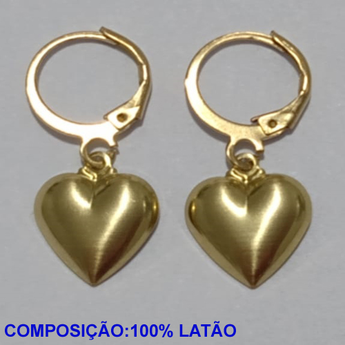 BRINCO NO BRUTO PRONTO PARA BANHO(CX106) (4257) ARGOLA COM CORAÇÃO DOURADO TAMANHO 28.5MMX12.3MM - PESO TOTAL 1.6GR - BRU11039A