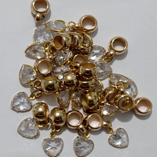 ACESSORIO NO BRUTO PRONTO PARA O BANHO - PINGENTE COM BASE EM ABS E PEDRA CORAÇÃO ZIRCONIA - TAMANHO 23.5MM - BERLOQUE SIMILAR A PANDORA (PEÇA VENDIDA POR UNIDADE) - PESO 0.9GR - BRU000992