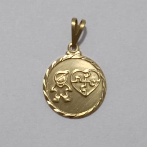 PINGENTE NO BRUTO PRONTO PARA O BANHO - (5275) MEDALHA MENINO QUEBRA-CABEÇA (AUTISMO) AUTO RELEVO- TAMANHO 17.9MM - PESO 1.2GR - BRU001016A