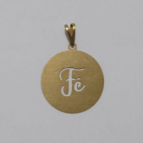 PINGENTE NO BRUTO PRONTO PARA O BANHO - (521) MEDALHA FÉ VAZADA - TAMANHO 22.2MM - PESO 0.9GR - BRU001018A