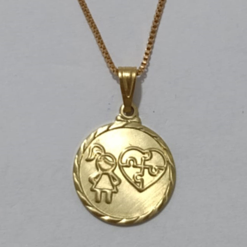 GARGANTILHA NO BRUTO PRONTO PARA O BANHO -  (5276) GARGANTILHA COM CORRENTE VENEZIANA E PINGENTE MENINA (AUTISMO) - TAMANHO 45CM - PESO  3.0GR - BRU001021A
