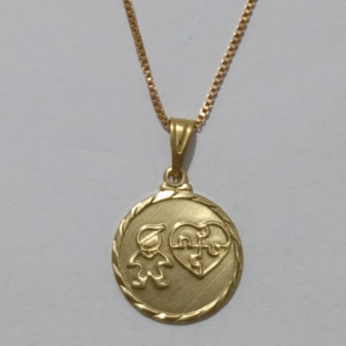 GARGANTILHA NO BRUTO PRONTO PARA O BANHO -  (5275) GARGANTILHA COM CORRENTE VENEZIANA E PINGENTE MENINO (AUTISMO) - TAMANHO 45CM - PESO  2.2GR - BRU001022A