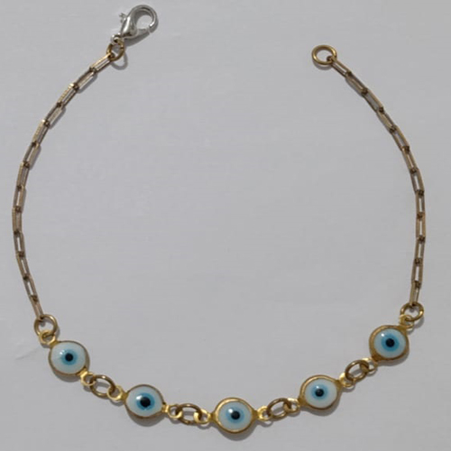PULSEIRA NO BRUTO PRONTO PARA O BANHO(CX105) - PULSEIRA FEMININA CINCO OLHO GREGO  - TAMANHO 19CM - PESO 2.1GR E FECHO LAGOSTA - BRU110068