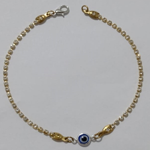 PULSEIRA NO BRUTO PRONTO PARA O BANHO(CX107)- PULSEIRA FEMININA CRISTAL COM UM OLHO GREGO - TAMANHO 21CM - PESO 2.1GR E FECHO LAGOSTA - BRU110069