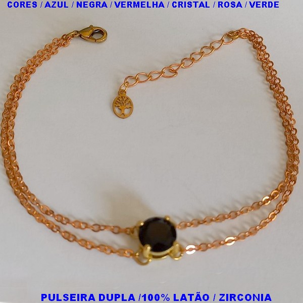 PULSEIRA NO BRUTO PRONTO PARA O BANHO -CORRENTE DUPLA  - 18CM+EXTENSOR  - COMPOSIÇÃO 100% LATÃO - PESO 2,9GR - BRU6558