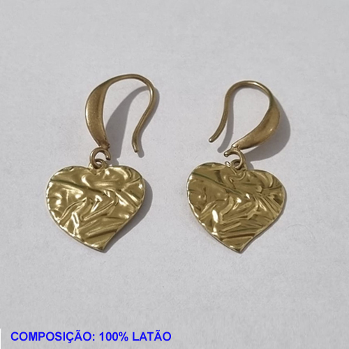 BRINCO BRUTO PRONTO PARA BANHO BASE ANZOL (5022) 14MM CORAÇÃO TEXTURA ORGÂNICA - PESO TOTAL 1,8GR - BRU001040A