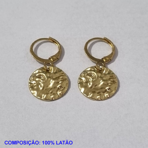BRINCO BRUTO PRONTO PARA BANHO ARGOLA DE PRESSÃO (507) REDONDO TEXTURA ORGÂNICA 15M- PESO TOTAL 2,0GR - BRU001046A