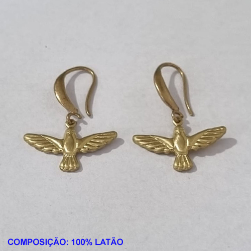 BRINCO BRUTO PRONTO PARA BANHO BASE ANZOL (2104) PINGENTE ESPIRITO SANTO ESTAMPADO 11X20MM- PESO TOTAL 1,9GR - BRU001067A