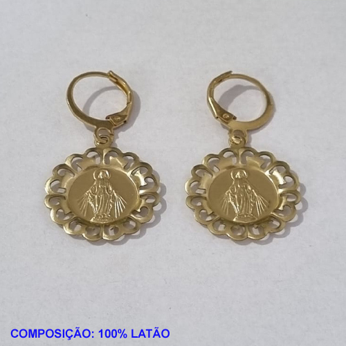 BRINCO BRUTO PRONTO PARA BANHO ARGOLA DE PRESSÃO NOSSA SENHORA DAS GRAÇAS 19MM- PESO TOTAL 2,4GR - BRU001074A
