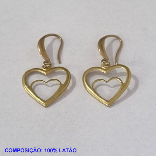 BRINCO BRUTO PRONTO PARA BANHO BASE ANZOL (V1229) CORAÇÃO VAZADO 18MM- PESO TOTAL 1,6GR - BRU001085A