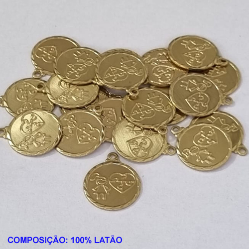 ACESSORIO -PINGENTE NO BRUTO PRONTO PARA O BANHO -(VENDIDO POR UNIDADE) COMPOSIÇÃO 100% LATÃO - PESO TOTAL 1,1GR- (5276)REDONDO MENINA AUTISMO 15MM  - BRU001000