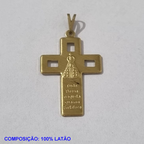 PINGENTE BRUTO PRONTO PARA BANHO  CRUZ COM NOSSA SENHORA APARECIDA (3.1001)20MM PESO TOTAL 1,4GR - BRU001098A