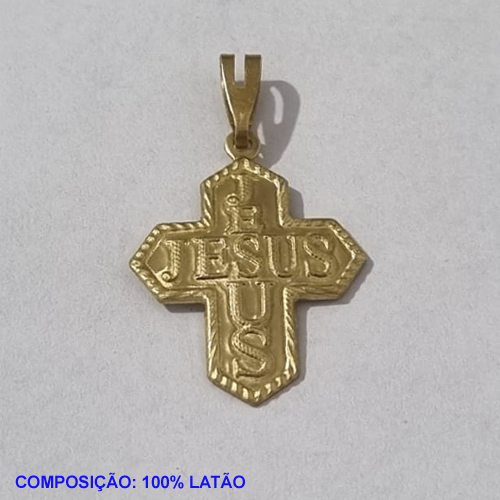 PINGENTE BRUTO PRONTO PARA BANHO  CRUZ ESCRITO JESUS (3.399)20MM PESO TOTAL 1,4GR - BRU001102A
