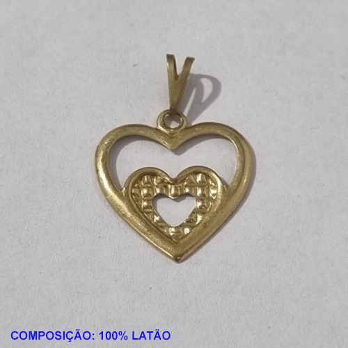 PINGENTE BRUTO PRONTO PARA BANHO CORAÇÃO VAZADO DUPLO (V1231) 17MM PESO TOTAL 0,7GR - BRU001112A