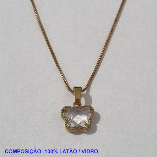 GARGANTILHA NO BRUTO PRONTO PARA O BANHO - COM CORRENTE VENEZIANA DE 45CM - PEDRA VAN CLEEF CRISTAL 11MM - PESO TOTAL 2,8GR - BRU001126A