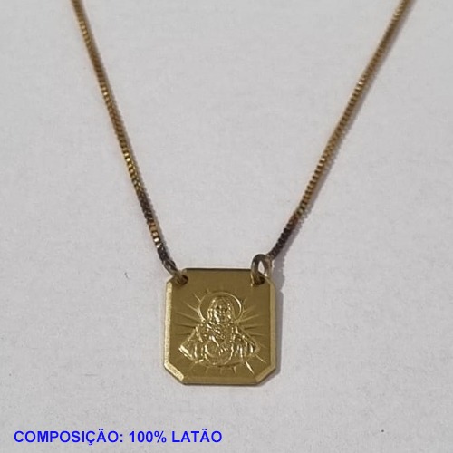 GARGANTILHA NO BRUTO PRONTO PARA O BANHO - COM CORRENTE VENEZIANA DE 45CM - CORAÇÃO JESUS CRISTO 12MM (DIAMANTADO)(3543) 11MM - PESO TOTAL 3,1GR - BRU001128A