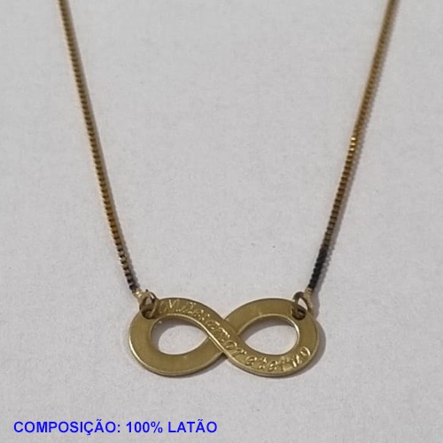GARGANTILHA NO BRUTO PRONTO PARA O BANHO - COM CORRENTE VENEZIANA DE 45CM - INFINITO 22MM"MÃE AMOR ETERNO" C/ 2 FUROS(4968)- PESO TOTAL 2,3GR - BRU001129A