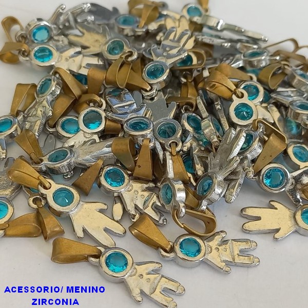 PINGENTE NO BRUTO PRONTO PARA O BANHO (CX14) (ALTA FUSÃO)COM ZIRCONIA (MENINO) TAMANHO 1,5CM - PESO TOTAL 1,1GR - BRU0001001