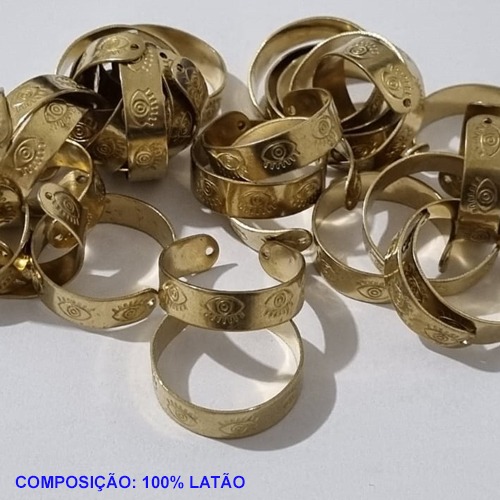 ANEL NO BRUTO PRONTO PARA O BANHO (CX34)- AJUSTÁVEL(REGULÁVEL)OLHOS  ANEL PESO TOTAL 1,3GR LARGURA 5MM- ANEL000173
