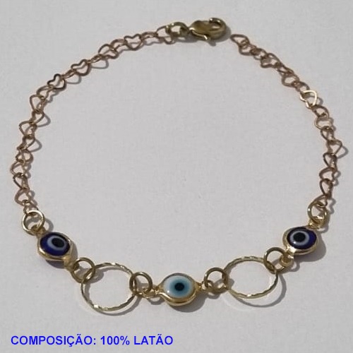 PULSEIRA NO BRUTO PRONTO PARA O BANHO(CX97) -  PULSEIRA FEMININA OLHOS  GREGOS - TAMANHO 19CM - PESO 1,7GR  E FECHO LAGOSTA - BRU001150A