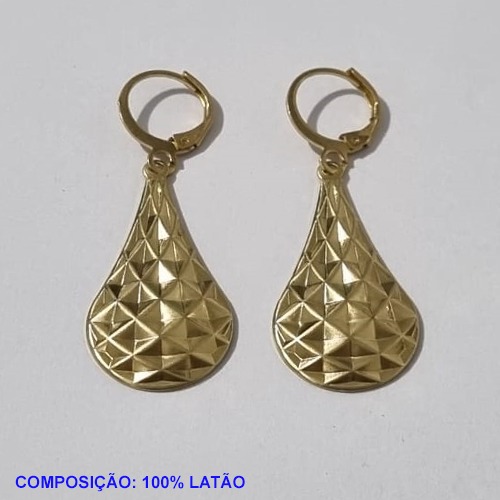 BRINCO BRUTO PRONTO PARA BANHO ARGOLA PRESSÃO (824)GOTA DIAMANTADA 30X16MM- PESO TOTAL 2,9GR - BRU001157A
