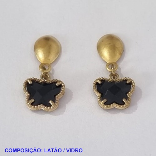 BRINCO NO BRUTO PRONTO PARA O BANHO - COMPOSIÇÃO LATÃO /VIDRO VAN CLEEF PRETA 11MM PESO- 2,3GR BRU001209A
