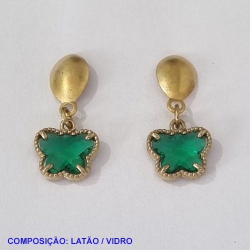 BRINCO NO BRUTO PRONTO PARA O BANHO - COMPOSIÇÃO LATÃO /VIDRO VAN CLEEF VERDE 11MM PESO- 2,3GR BRU001212A