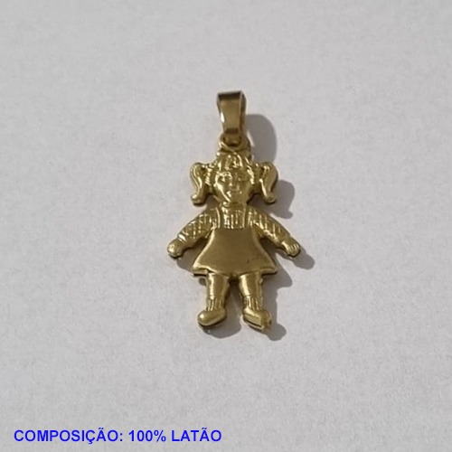 PINGENTE BRUTO PRONTO PARA BANHO COMPOSIÇÃO LATÃO(160) MENINA DUPLA 20MM COM CONTRA ARGOLA PESO TOTAL 1,1GR - BRU001213A