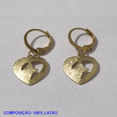BRINCO NO BRUTO PRONTO PARA O BANHO - COMPOSIÇÃO 100% LATÃO ARGOLA DE PRESSÃO(V1112) CORAÇÃO COM ESTRELA 14MM 1,3GR BRU001220A