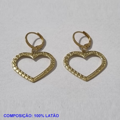 BRINCO NO BRUTO PRONTO PARA O BANHO - COMPOSIÇÃO 100% LATÃO ARGOLA DE PRESSÃO(4991) CORAÇÃO 21MM "AMOR DE MÃE, VERDADEIRO E INFINITO 2,6GR BRU001221A