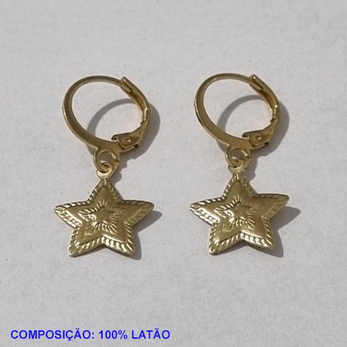 BRINCO NO BRUTO PRONTO PARA O BANHO - COMPOSIÇÃO 100% LATÃO ARGOLA DE PRESSÃO(E2640) ESTRELA 12MM 1,3GR BRU001225A