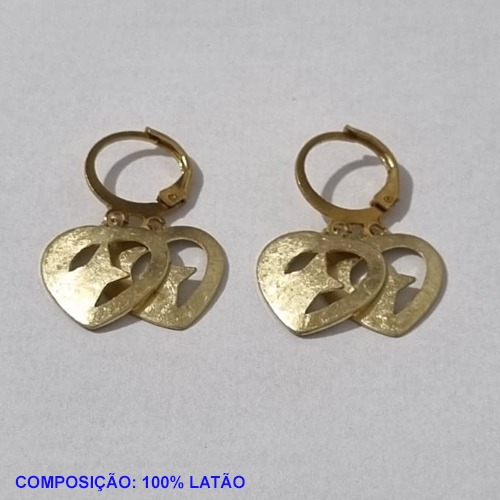 BRINCO NO BRUTO PRONTO PARA O BANHO - COMPOSIÇÃO 100% LATÃO ARGOLA DE PRESSÃO(V1112) CORAÇÃO COM ESTRELA 14MM COM 2 2,4GR BRU001234A
