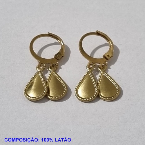 BRINCO NO BRUTO PRONTO PARA O BANHO - COMPOSIÇÃO 100% LATÃO ARGOLA DE PRESSÃO(3707) GOTA 12MM BORDA TORCIDA COM 2 2,3GR BRU001238A