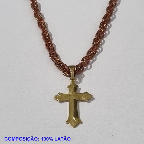 GARGANTILHA NO BRUTO PRONTO PARA O BANHO - COM CORRENTE 50CM - (626) PINGENTE CRUZ PORTUGUESA FACETADA 30X21MM- PESO TOTAL 16,1GR - BRU001239A