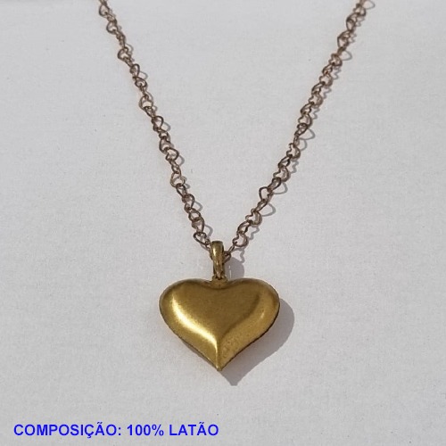 GARGANTILHA NO BRUTO PRONTO PARA O BANHO - COM CORRENTE CORAÇÃO 50CM COM CONTRA ARGOLA ESPECIAL(394) CORAÇAO DUPLO 24X22MM- PESO TOTAL 4.5GR - BRU001262A