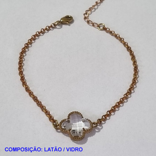 PULSEIRA NO BRUTO PRONTO PARA O BANHO -  PULSEIRA FEMININA CORRENTE ELLO PORTUGUÊS VAN CLEEF TRANSPARENTE 13MM  - TAMANHO 18CM - PESO 3.0GR  E FECHO LAGOSTA + EXTENSOR - BRU001312A